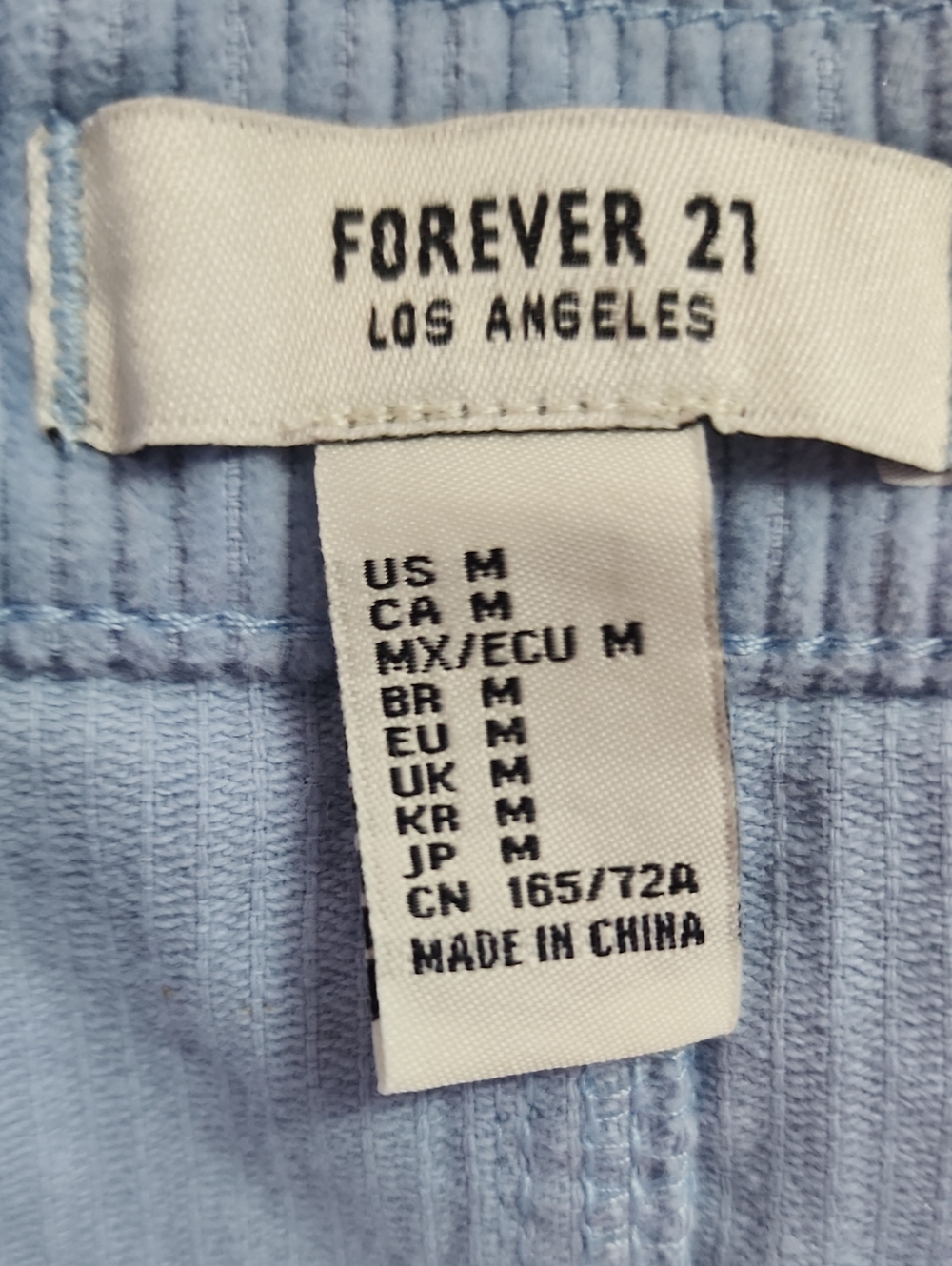 Light Blue Corduroy Mini Forever 21 Y2K Skirt - Picture 2 of 4